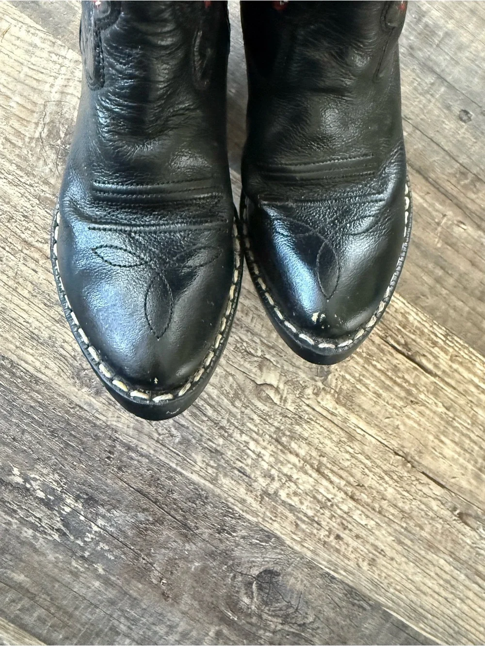 Old West Black Western Ankle Boots with Subtle Embroidery Size 8.5